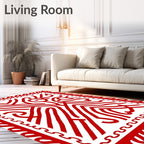 Red Abstract Swirls Bordered Rug