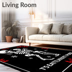 Dancing Skeletons Red Snowflakes Rug