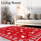 Winter Reindeer Snowflake Border Blanket Rug