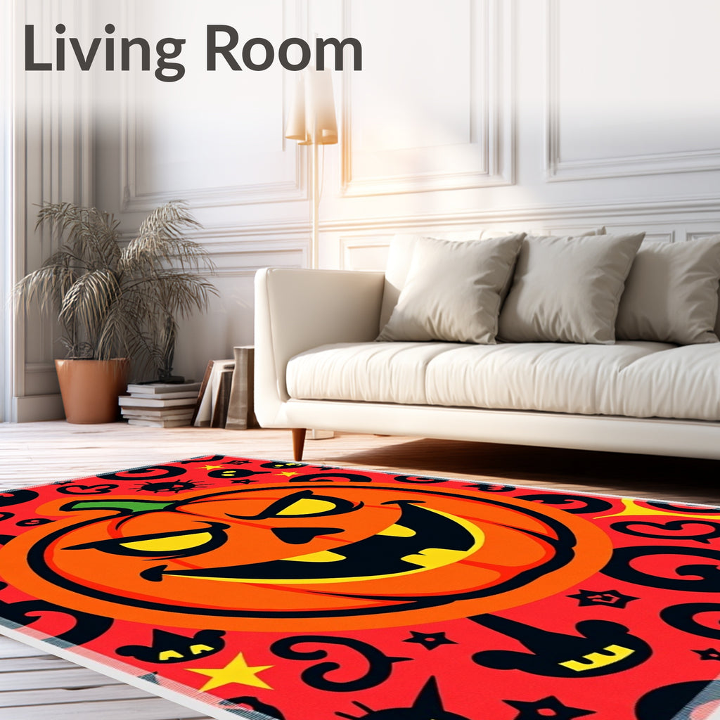 Spooky Halloween Orange Pumpkin Collage Rug