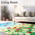 Whimsical Orange Butterfly Field Rug