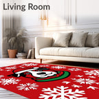 Festive Red Snowflakes Dog Holiday Art Rug