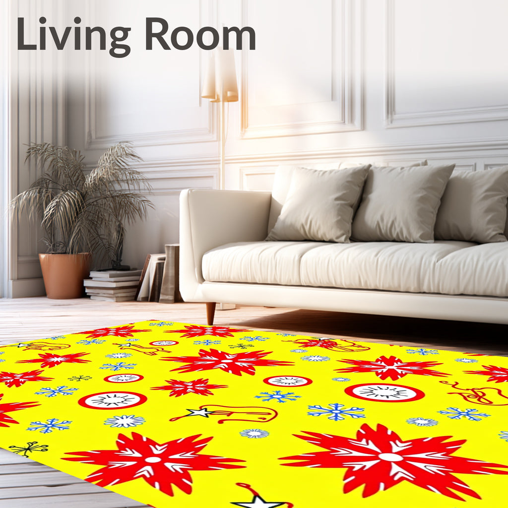 Vibrant Red Snowflake Whimsical Star Rug