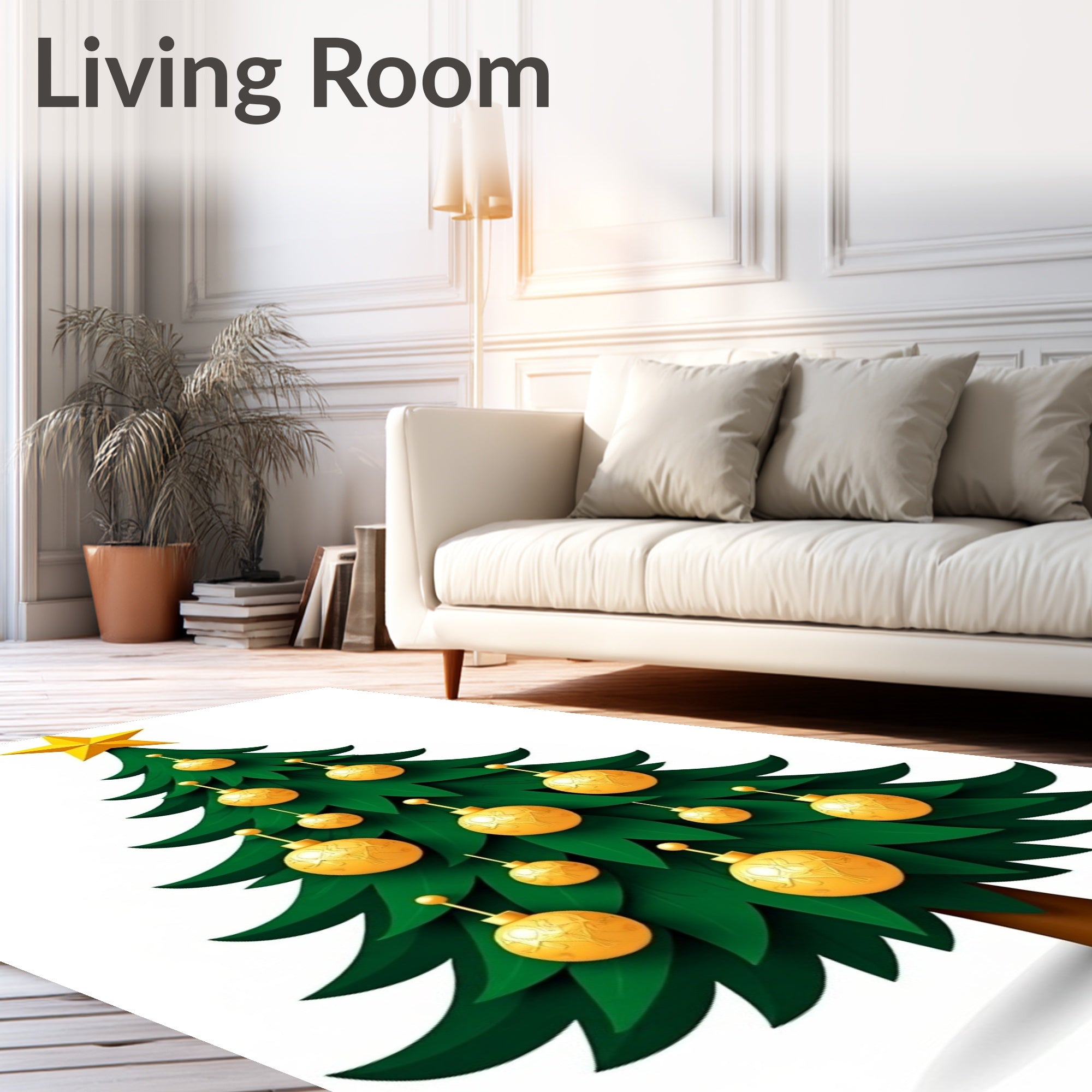 Emerald Green Pine Star Ornaments Rug