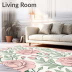 Vintage Pink Rose Floral Garden Rug