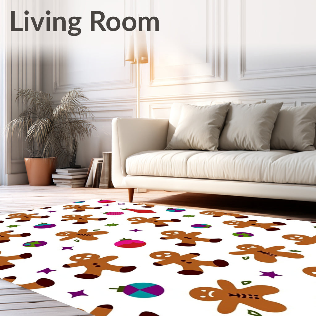 Cute Gingerbread Man Ornaments Christmas Rug