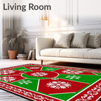Crimson Green Snowflake Medallion Rug