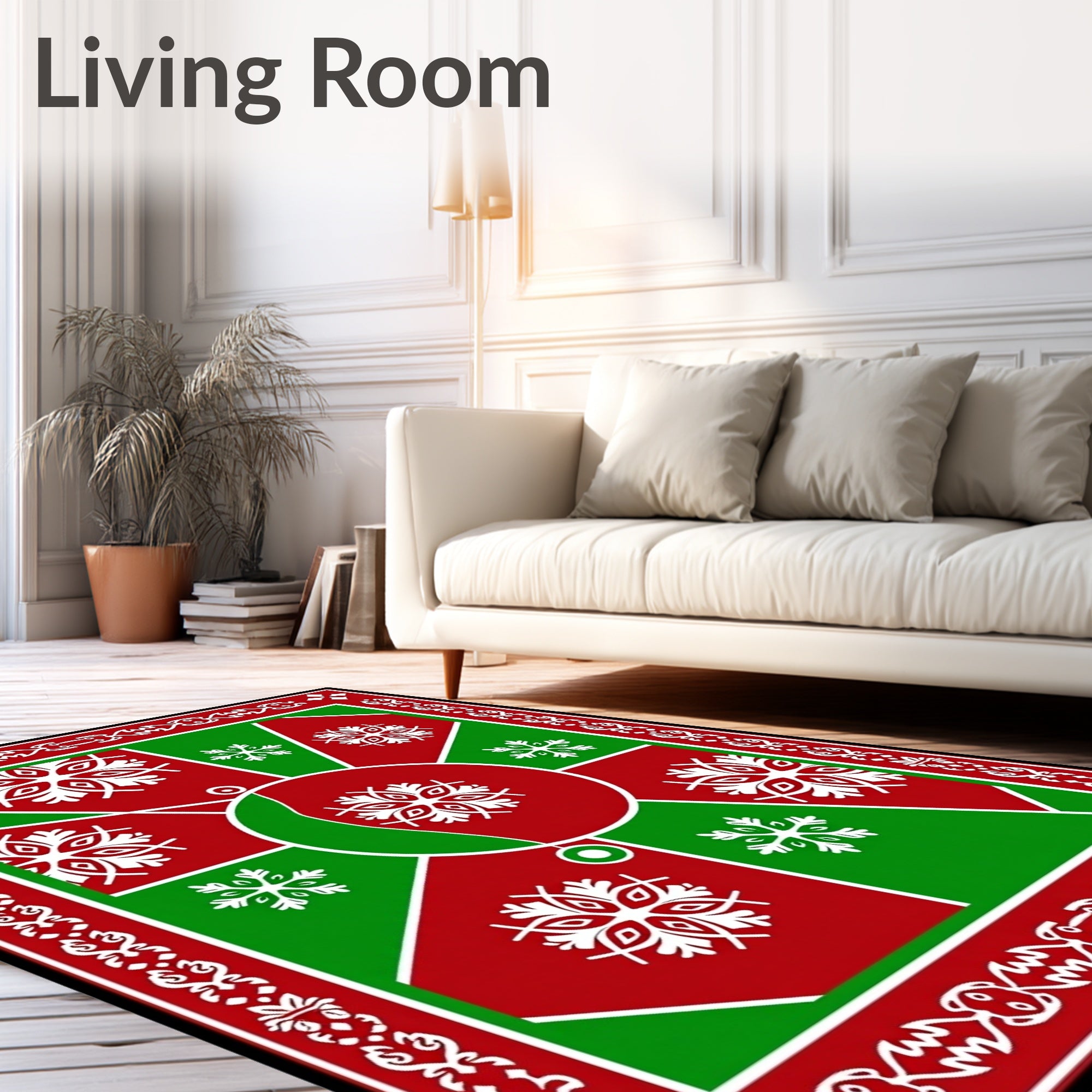 Crimson Green Snowflake Medallion Rug