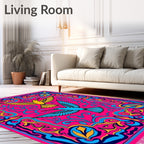 Vibrant Pink Hummingbird Floral Garden Rug