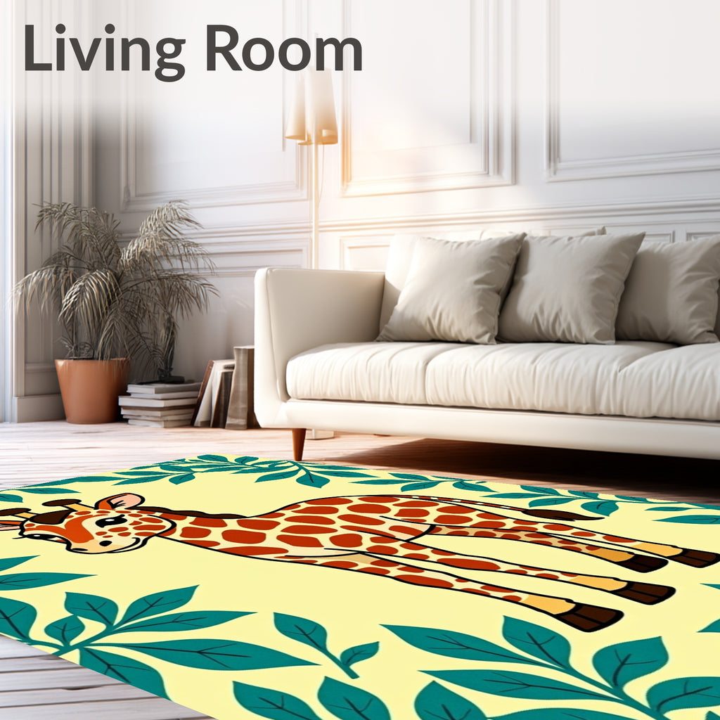 Whimsical Giraffe Leafy Safari Rug