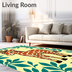 Whimsical Giraffe Leafy Safari Rug