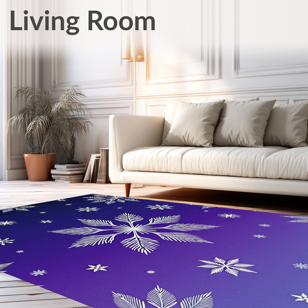 Winter Snowflake Navy Purple Gradient Rug