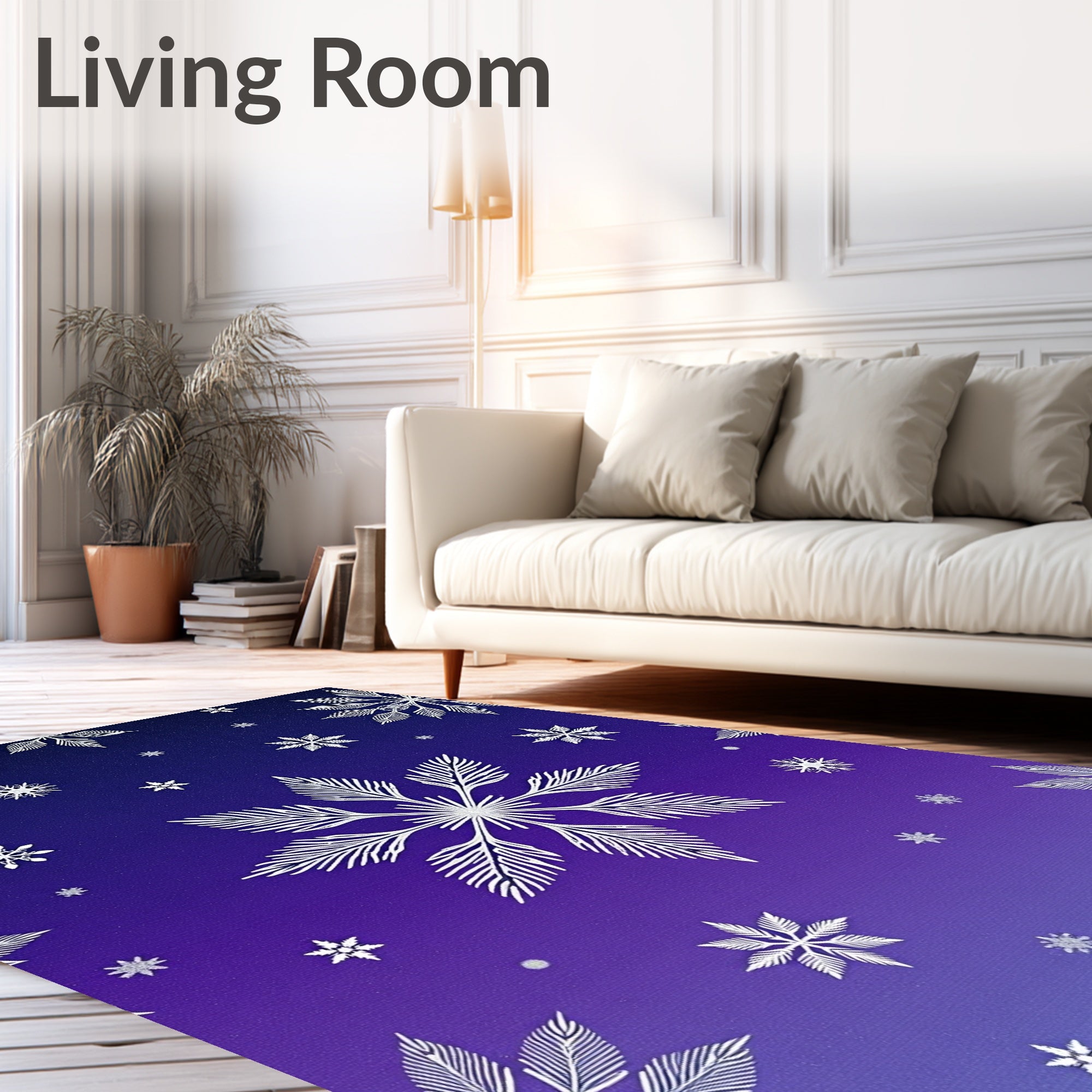 Winter Snowflake Navy Purple Gradient Rug