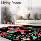 Crimson Gnome With Teal Floral Border Rug