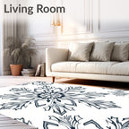 Dark Teal Floral Medallion Art Rug