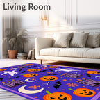 Spooky Purple Halloween Pumpkin Ghost Bats Rug