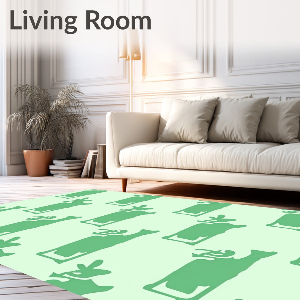 Light Green Abstract Cow Repeat Rug