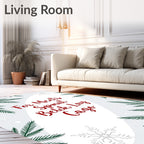 Winter Pine Evergreen Snowflake Garland Rug