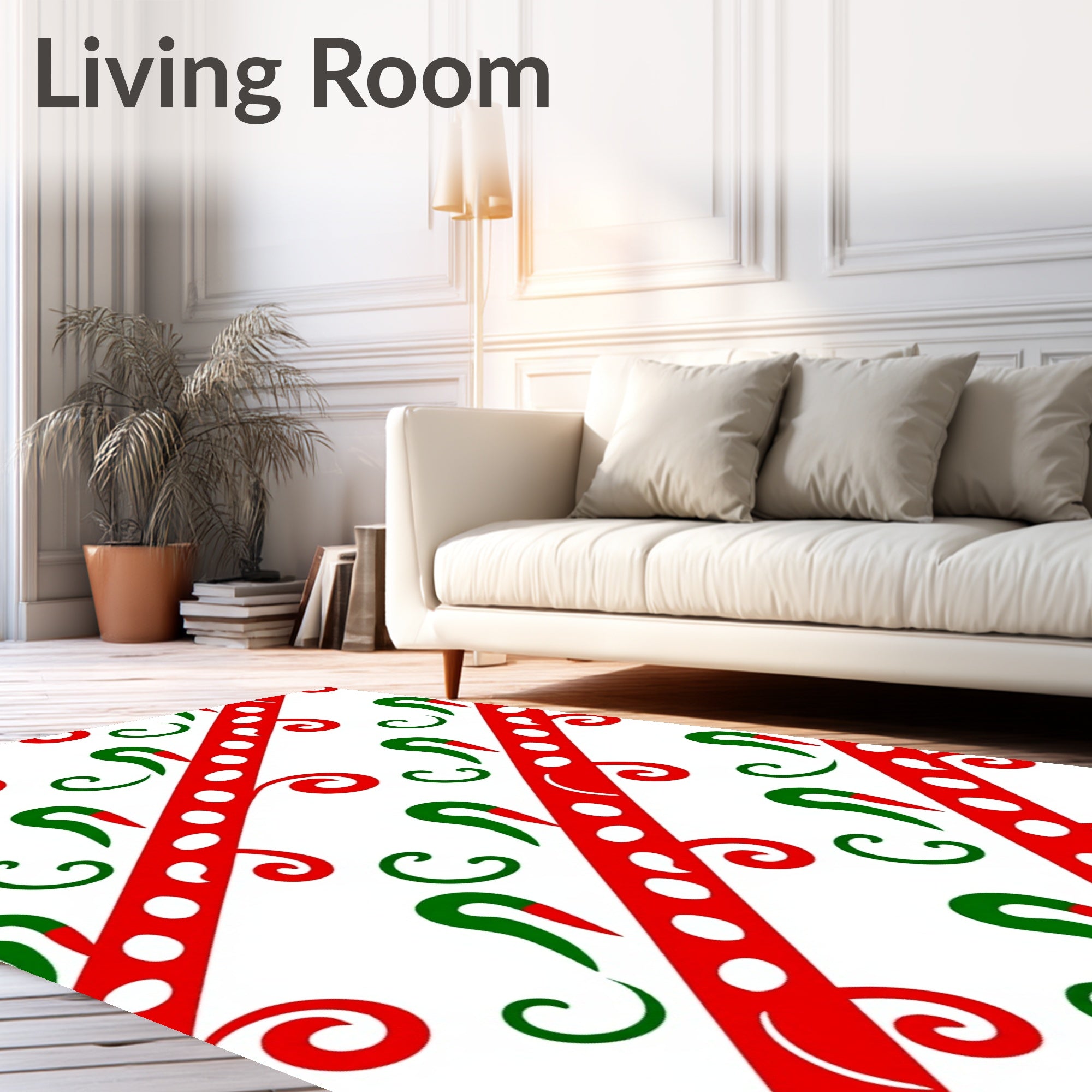 Red Green Diagonal Swirl Stripe Rug