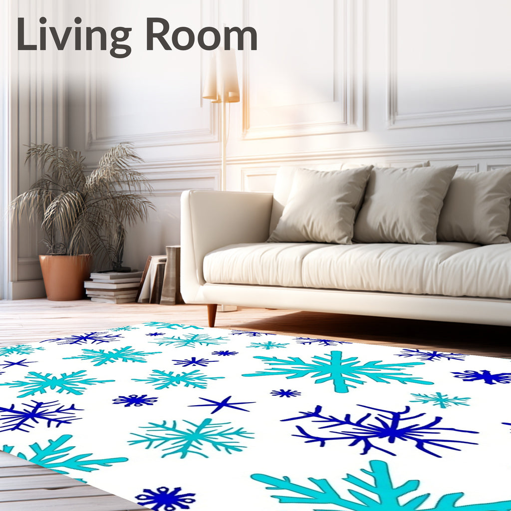 Arctic Blue Snowflake Scatter Rug