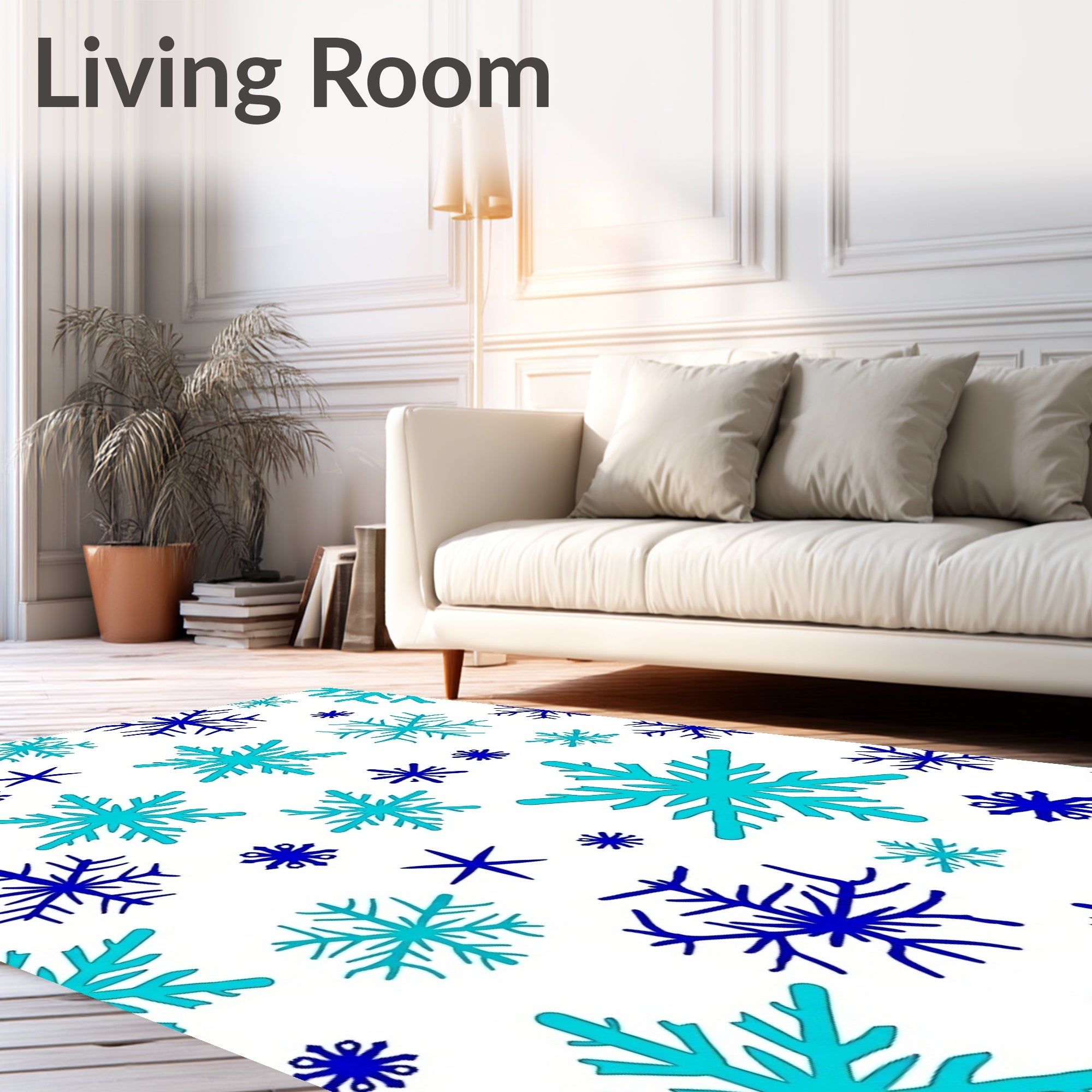 Arctic Blue Snowflake Scatter Rug