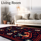 Crimson Reindeer Sleigh Midnight Swirls Rug
