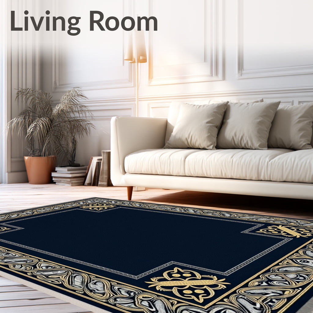 Ornate Gold Silver Celtic Border Rug