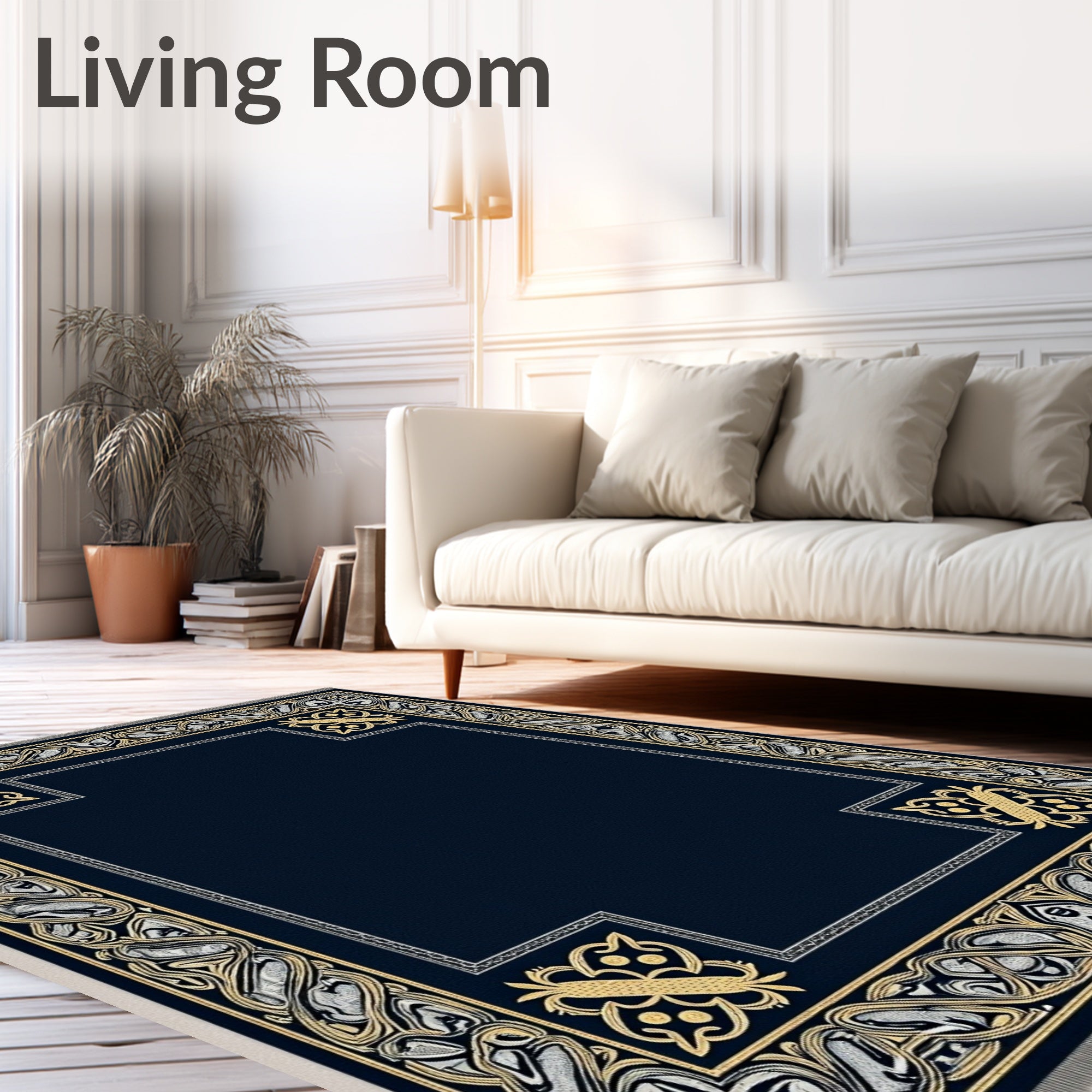 Ornate Gold Silver Celtic Border Rug