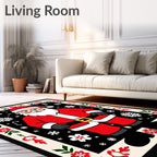 Festive Santa Claus Snowflakes Border Rug