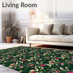 Emerald Green Floral Arrangement Rug
