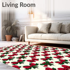 Holiday Red Bow and Holly Accent Rug