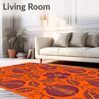 Orange Plum Pear Floral Swirl Rug