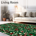 Victorian Emerald Botanical Swirl Accents Rug