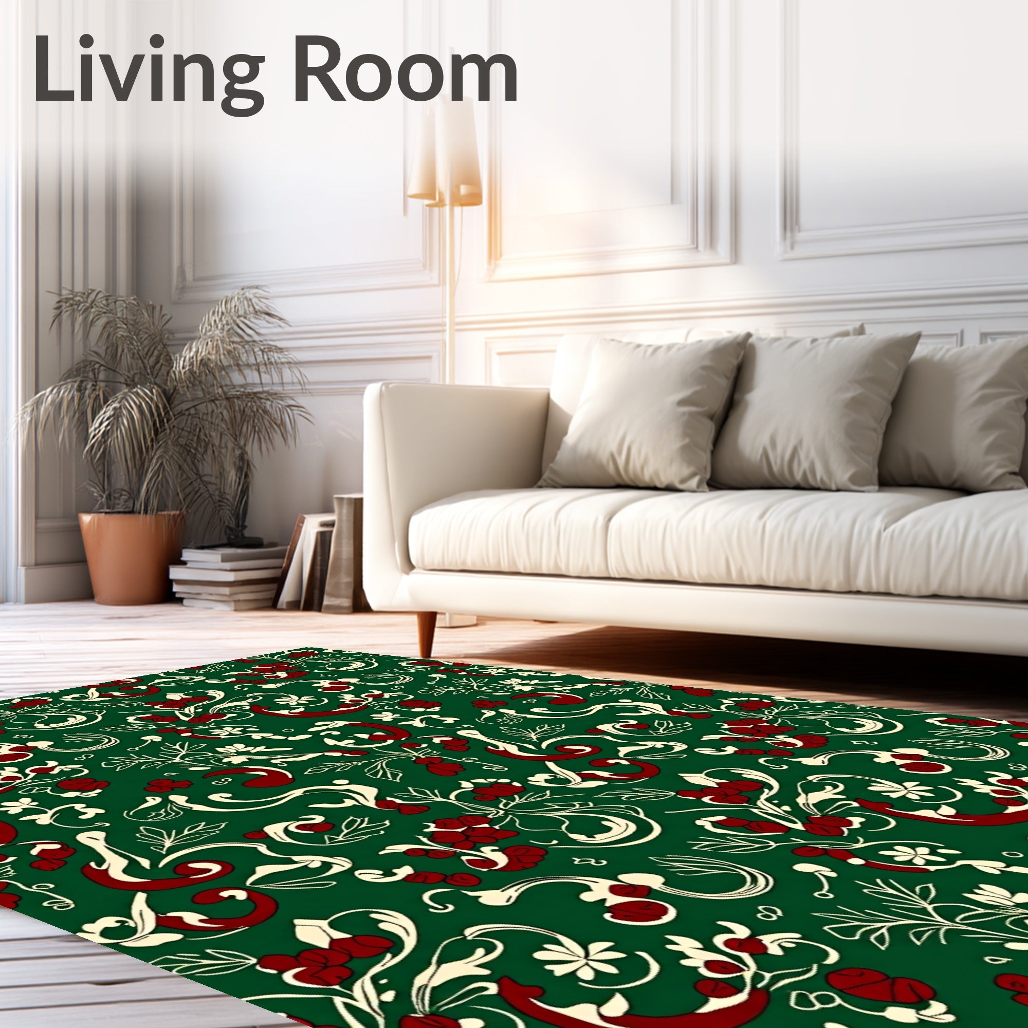 Victorian Emerald Botanical Swirl Accents Rug