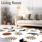 Cute Black Birds Leafy Circles Brown Rug