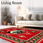 Red Pug Face Ornament Festive Rug