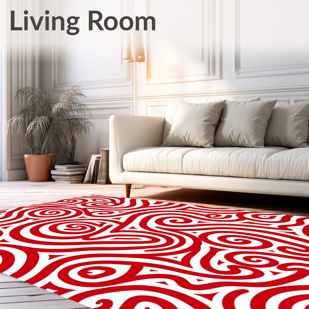 Crimson Swirl Abstract Harmony Rug