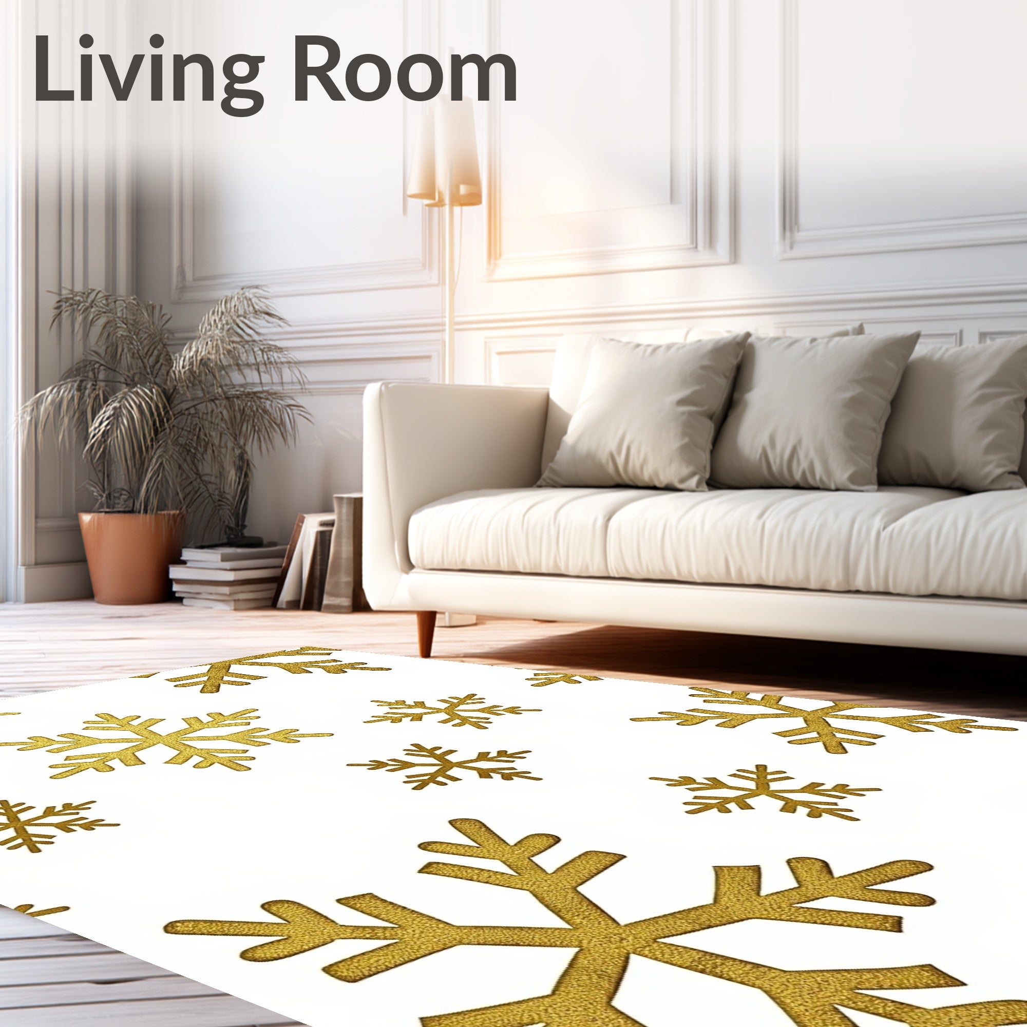 Gold Snowflakes Scatter Rug