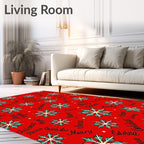 Red Snowflake Merry Christmas Scatter Rug