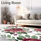 Burgundy Coral Pink Rose Garland Rug