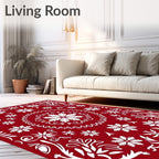 Crimson Snowflake Floral Medallions Rug