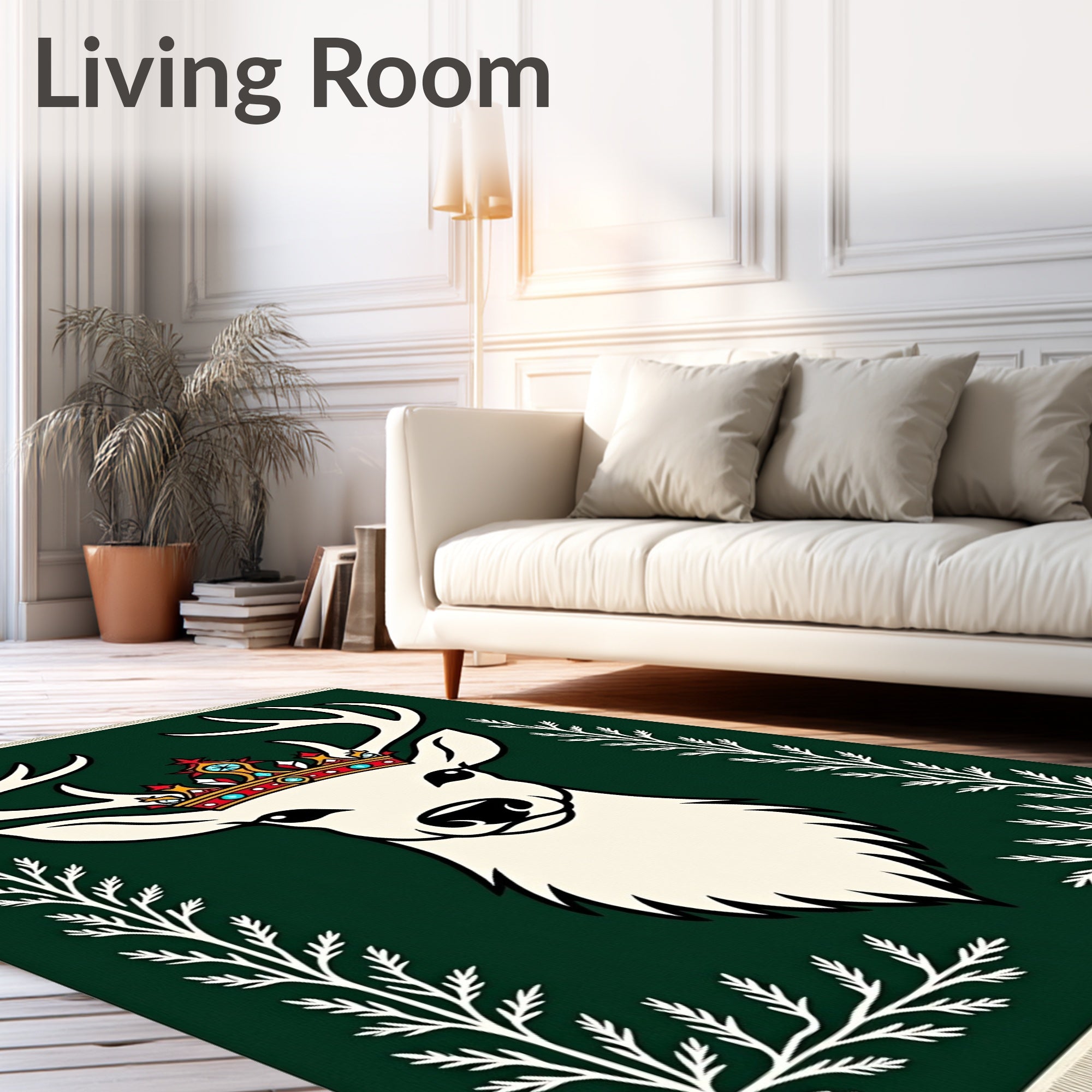 Royal White Stag Emerald Crown Rug
