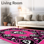 Pink Skull With Baroque Accents Rug