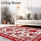 Classic Red Village Snowflake Santa Rug
