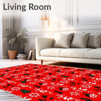 Festive Red Reindeer and Tree Collage Rug