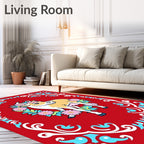 Red Floral Cow Garland Rug