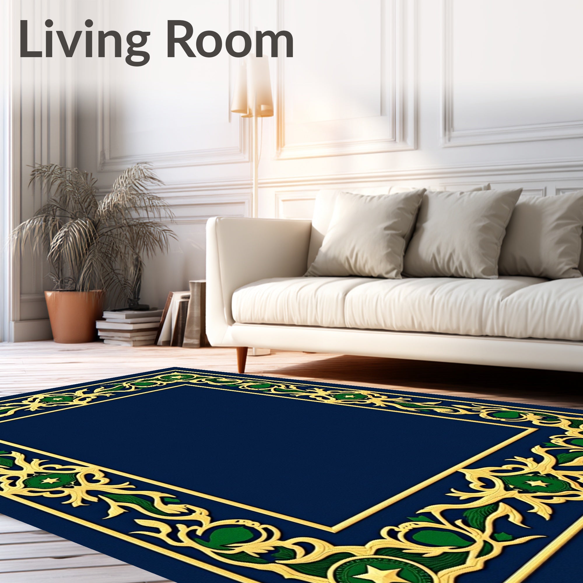 Regal Gold Green Star Border Rug