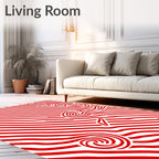 Bold Red Swirl Abstract Stripe Rug