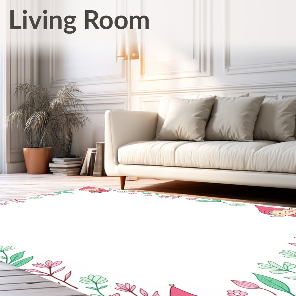 Whimsical pink elf garden border Rug
