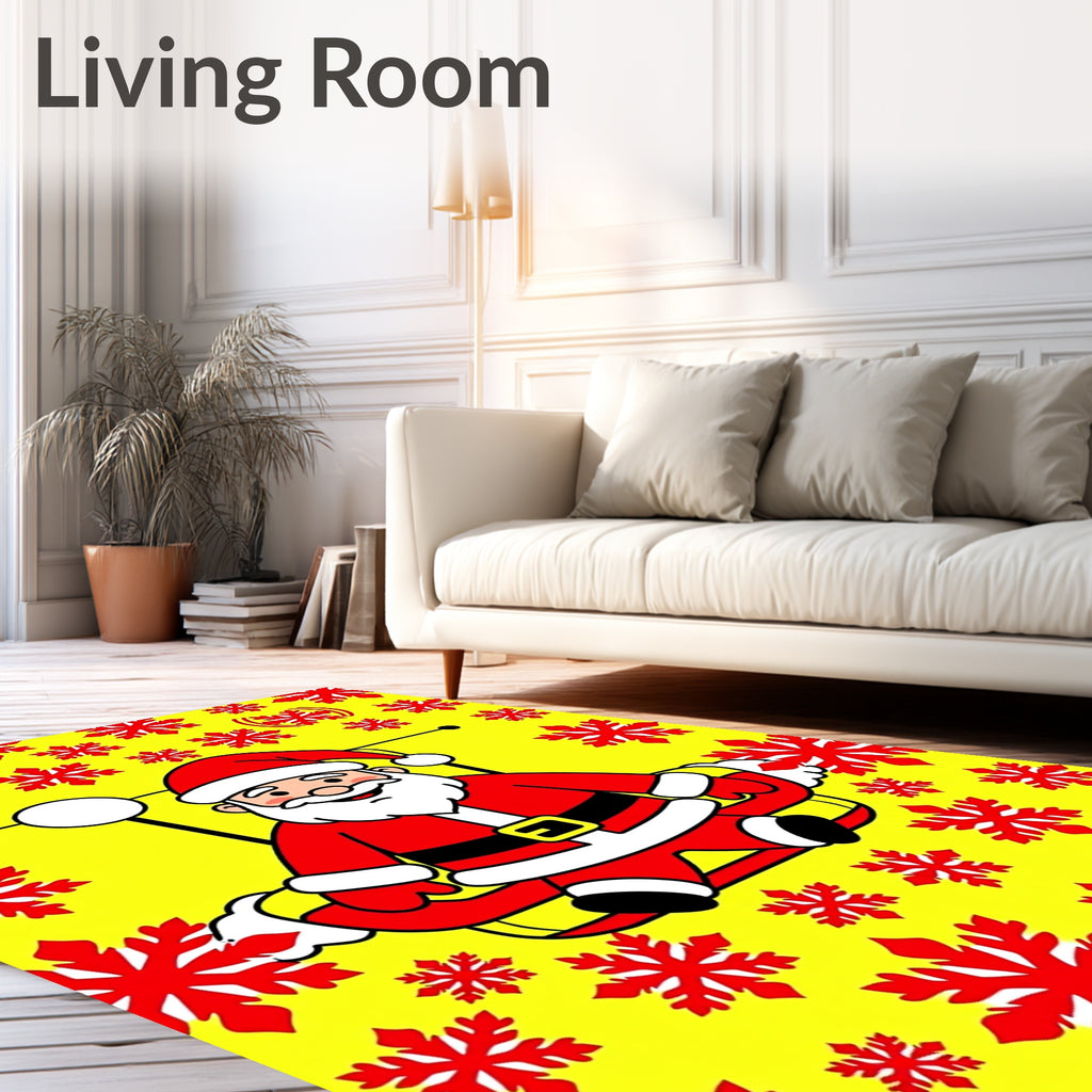 Red Snowflake Santa Claus Holiday Rug